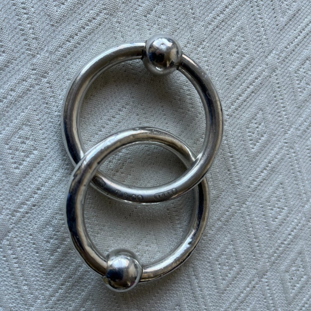 Tiffany & Co. 1837 Double Circle Baby Rattle Sterling Silver 925 teething ring